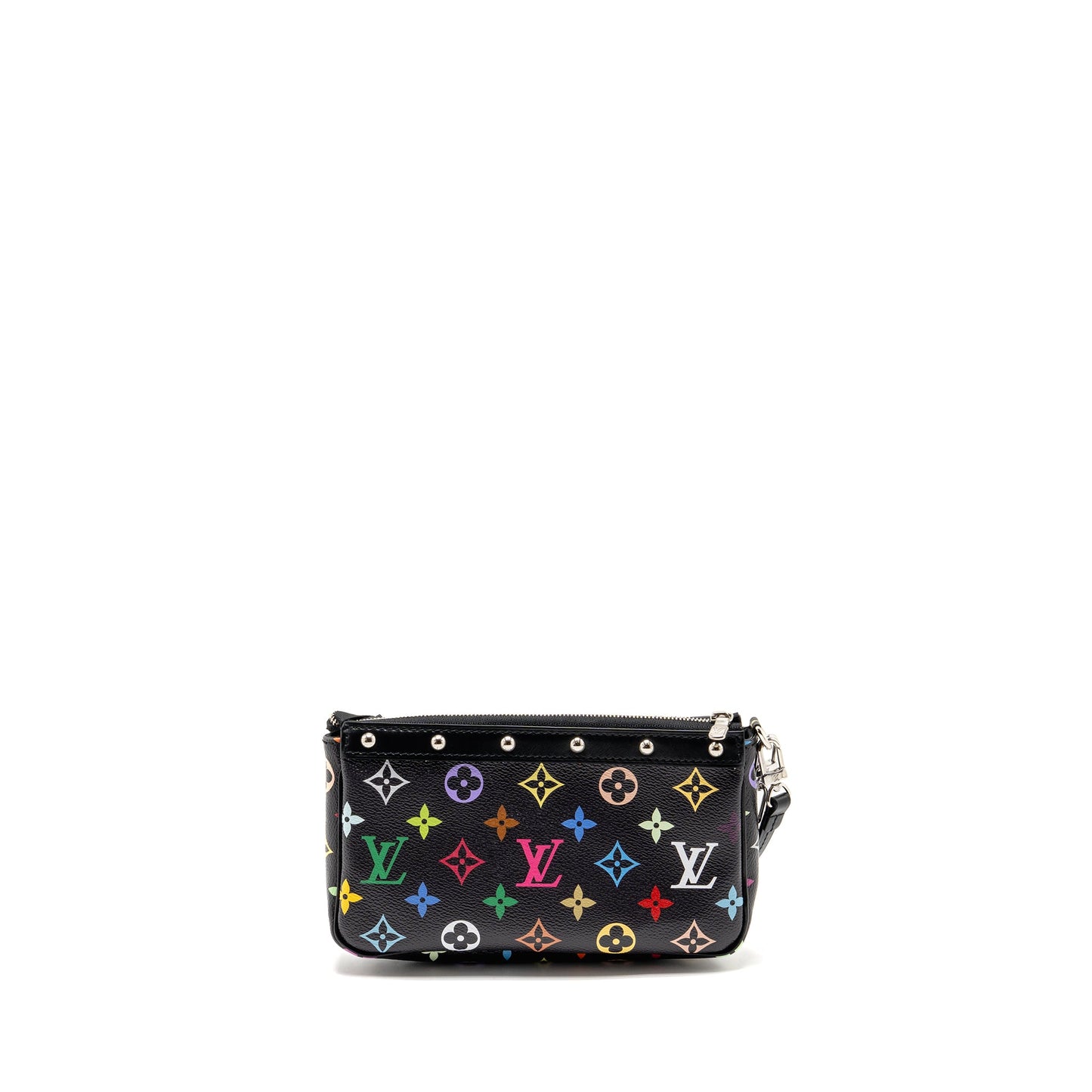 Louis Vuitton X Takashi Murakami Pochette Accessories Multicolour Monogram Canvas Black SHW