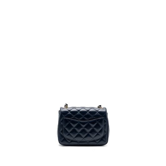 Chanel Classic Mini Square Flap Bag Lambskin Dark Blue LGHW