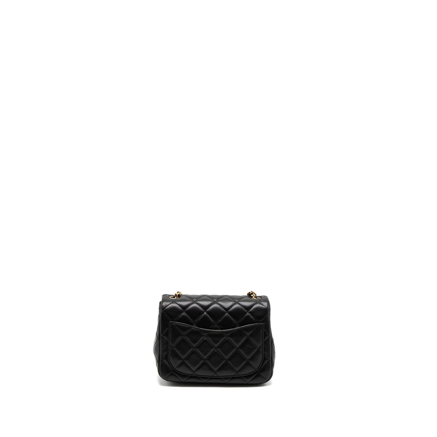 Chanel Pearl Crush Mini Square Flap Bag Lambskin Black Brushed GHW (Microchip)