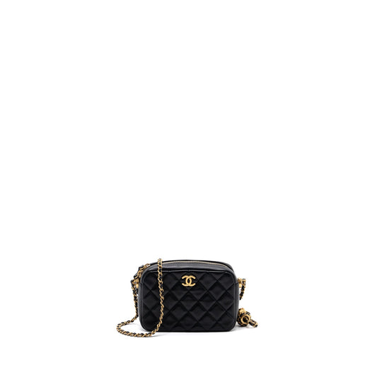 Chanel pearl crush camera bag lambskin black GHW (microchip)