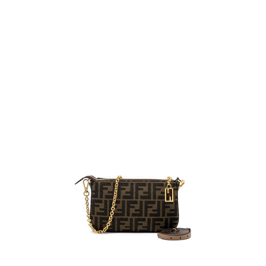 Fendi Baguette Pouch Brown Jacquard FF Fabric GHW