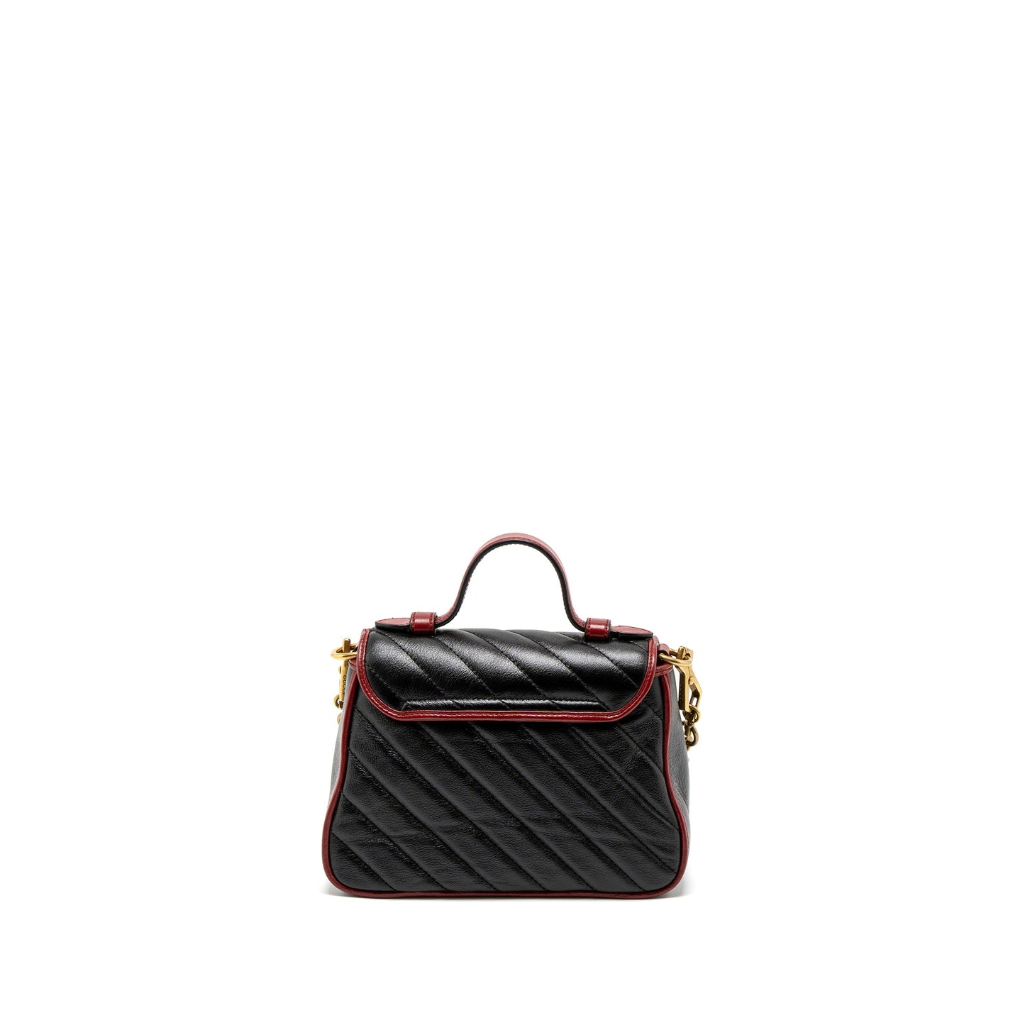 Gucci GG Marmont Mini Top Handle Bag Calfskin Black/Red GHW