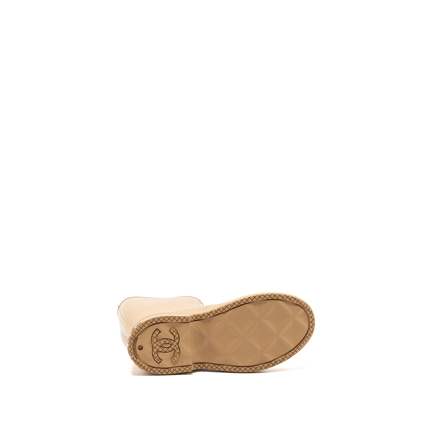 Chanel Size 39 Wellington Rain Boots Rubber Beige