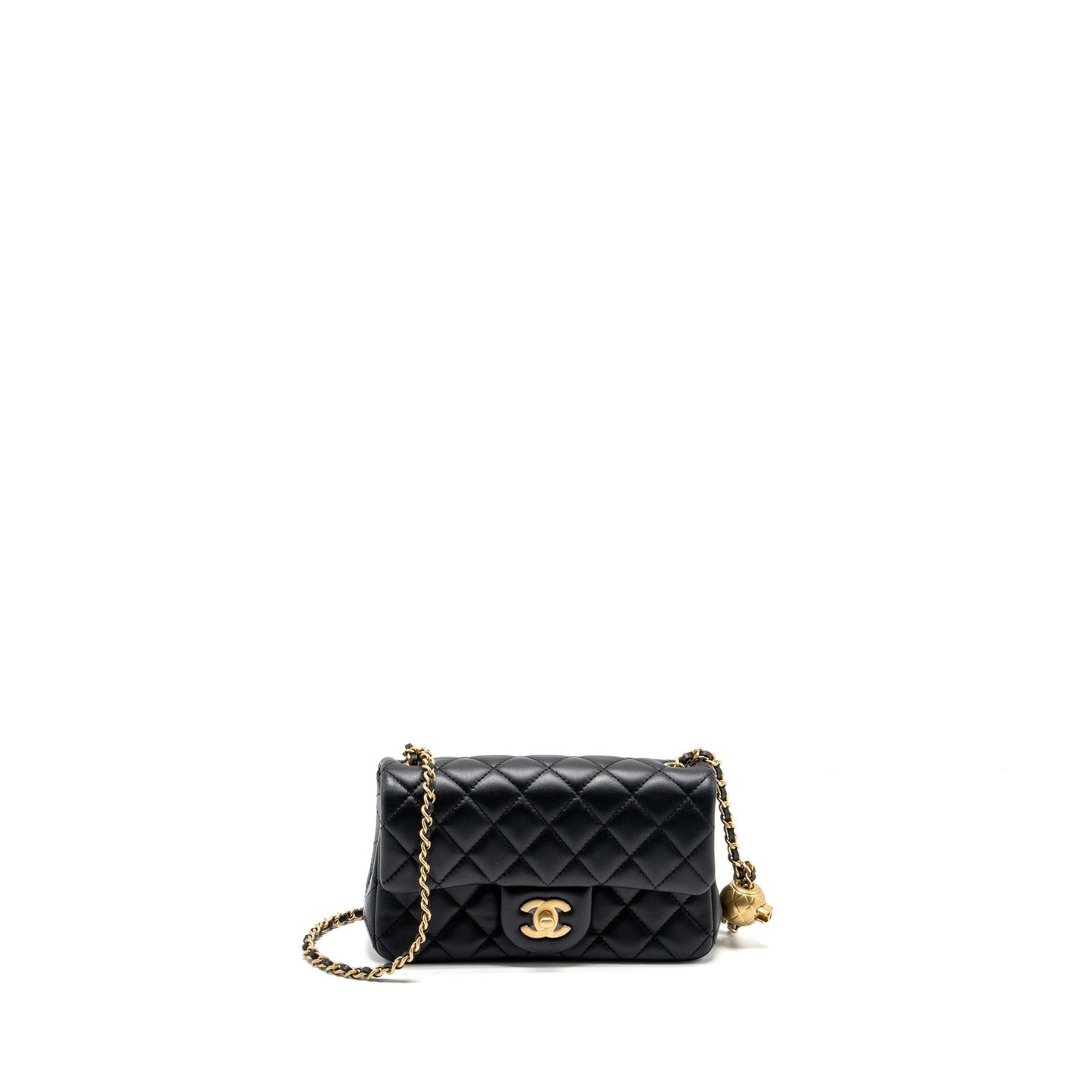 Chanel Pearl Crush Mini Rectangular Flap Bag Lambskin Black GHW (microchip)