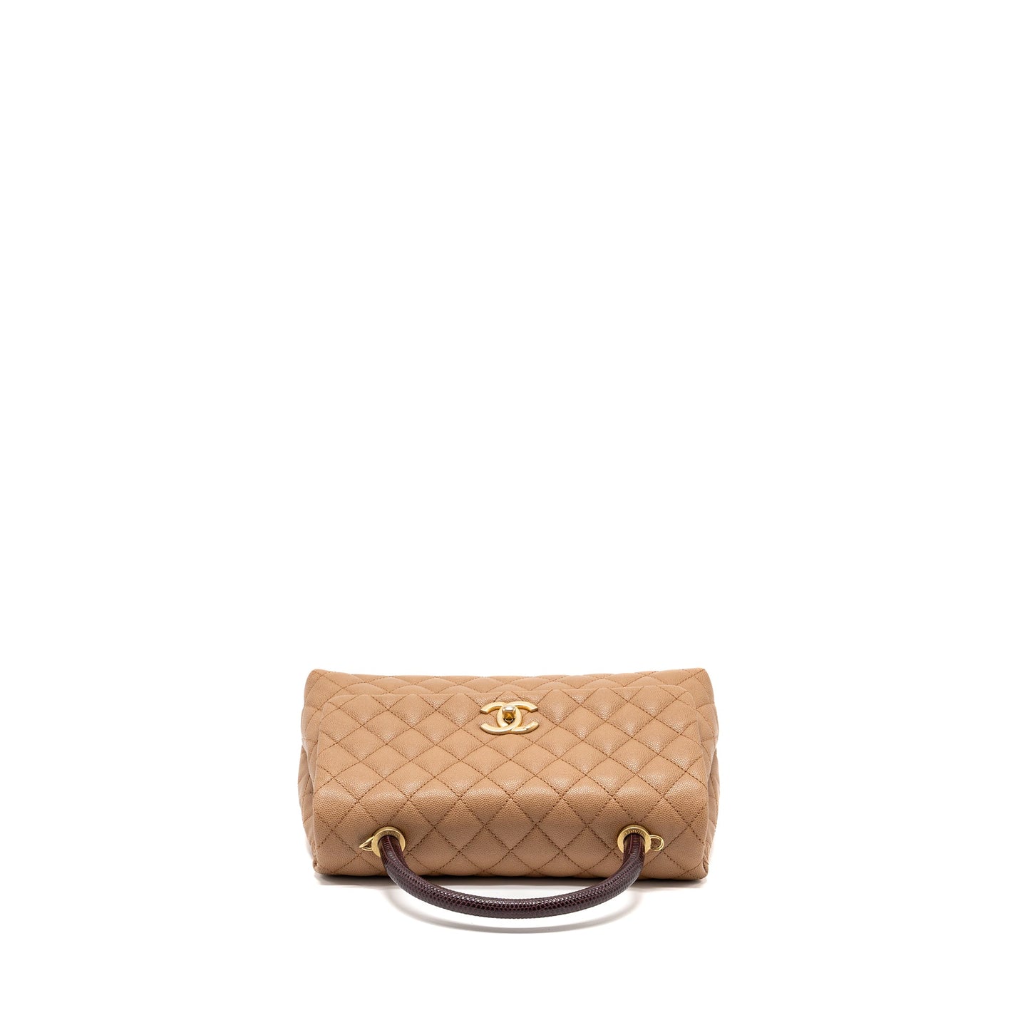 Chanel Medium Coco Handle With Lizard Handle Caviar Dark Beige GHW