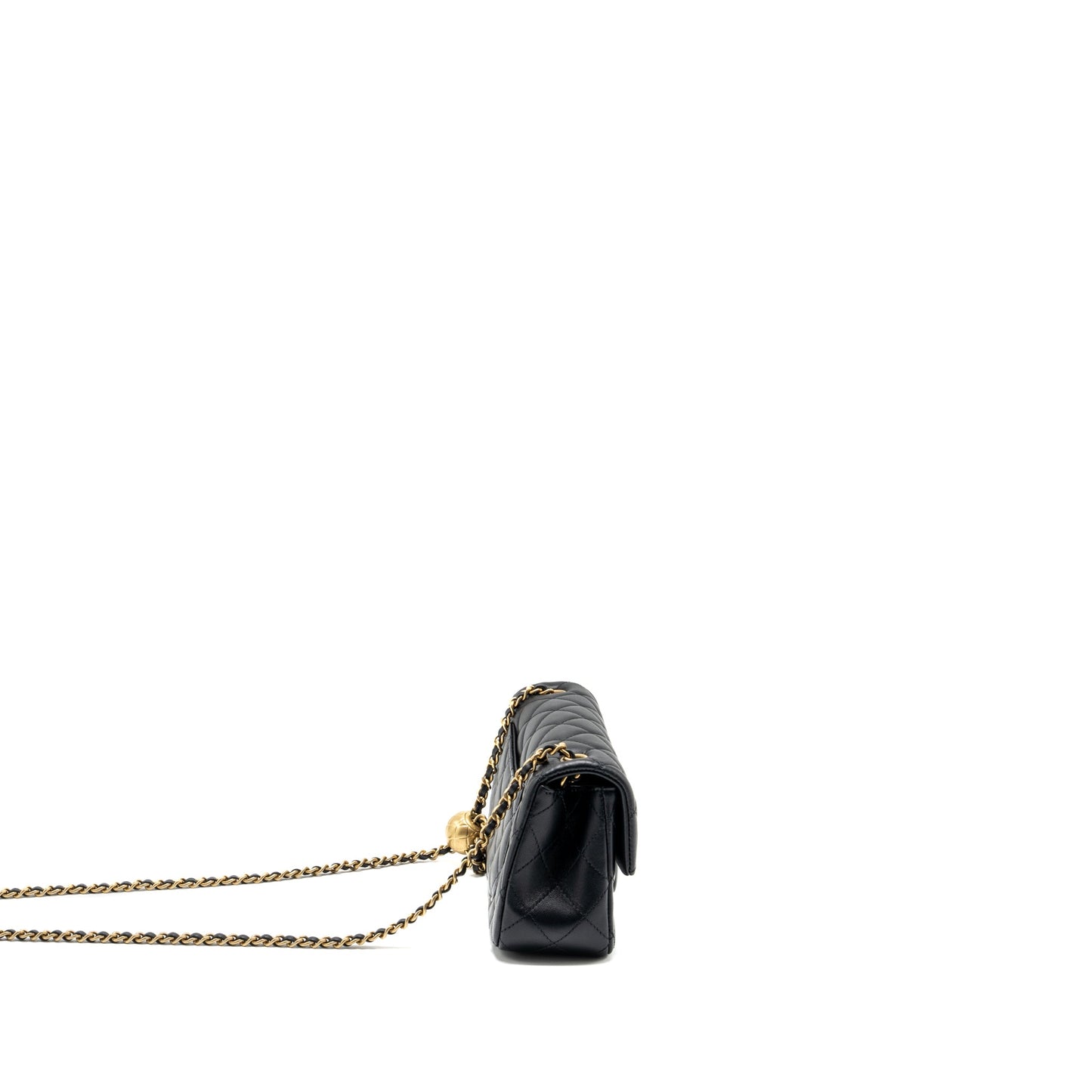 Chanel Pearl Crush Mini Rectangular Flap Bag Lambskin Black GHW (microchip)