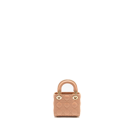 Dior Lady Dior Micro Bag Cannage Lambskin Rose Des Vents LGHW