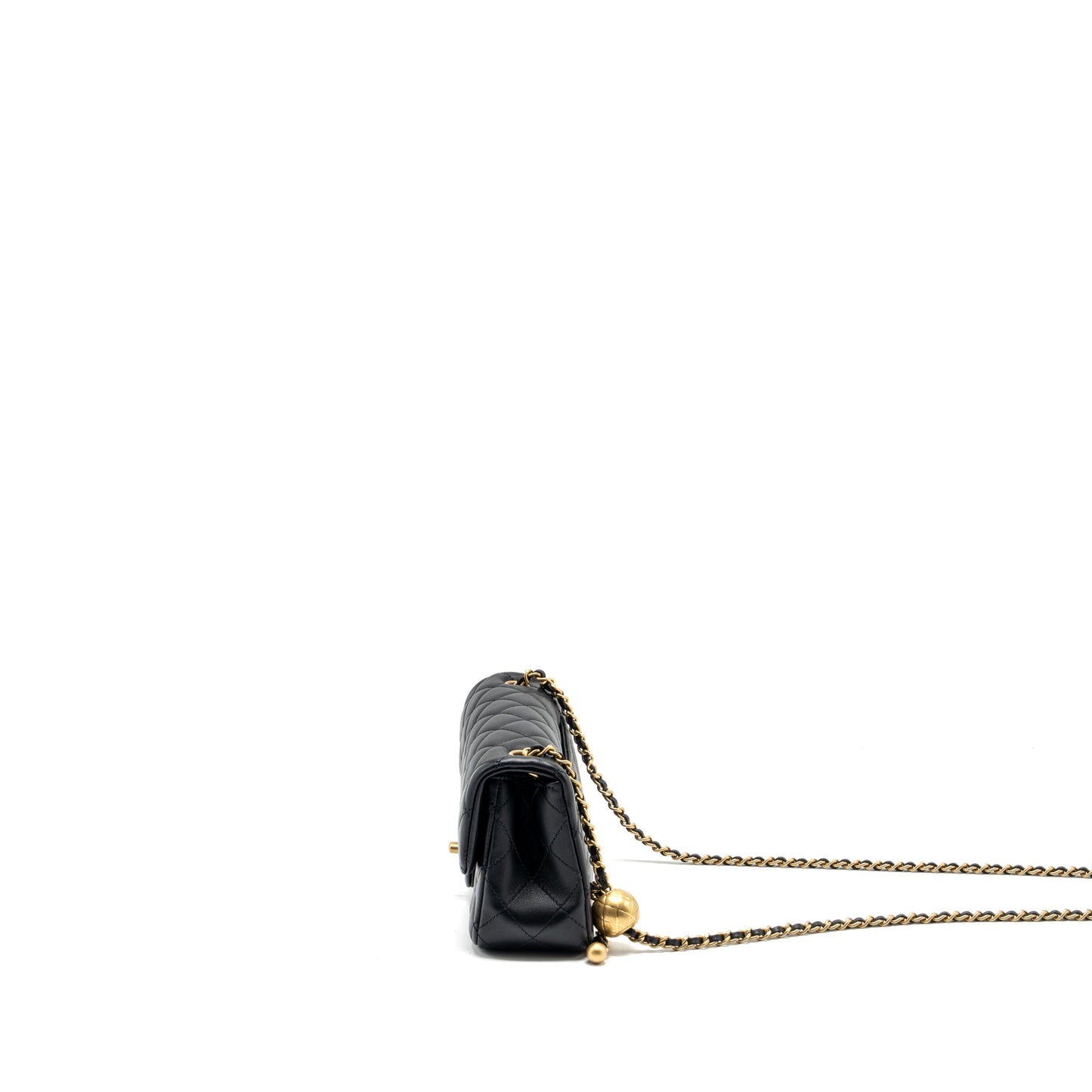 Chanel Pearl Crush Mini Rectangular Flap Bag Lambskin Black GHW (microchip)