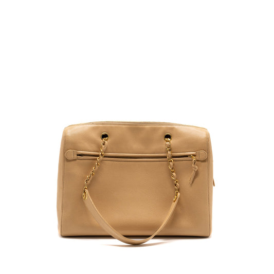Chanel Vintage Tote Bag Caviar Beige GHW