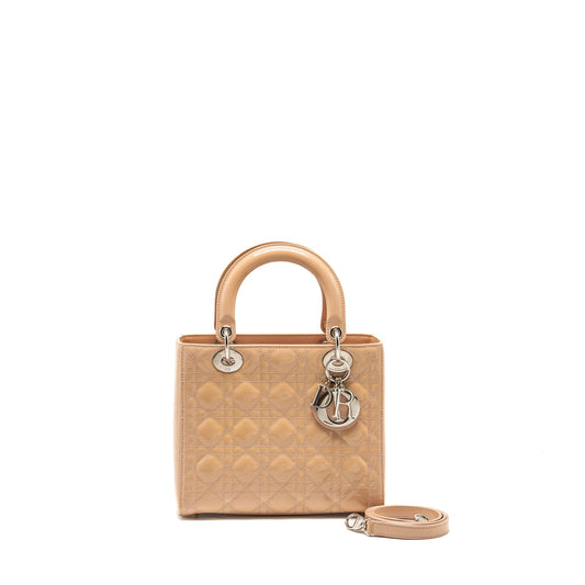 Dior Medium Lady Dior patent light pink SHW