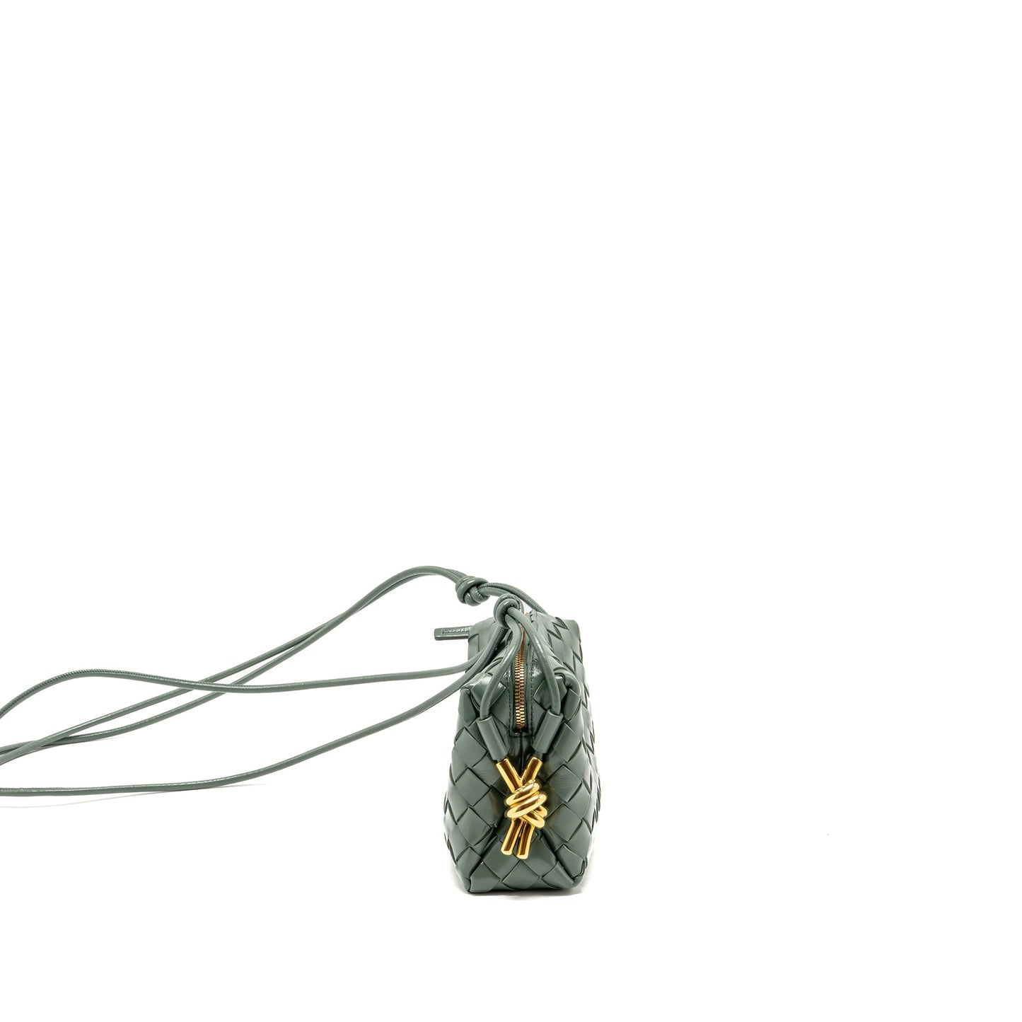 Bottega Veneta Mini Loop Bag Metal Knots Calfskin Green GHW