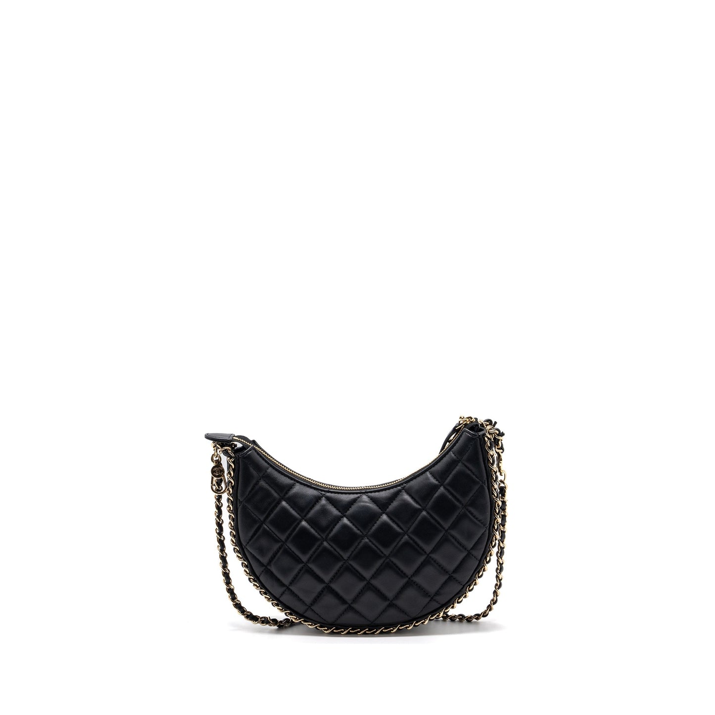 Chanel Small Moon Hobo Bag Lambskin Black LGHW (microchip)