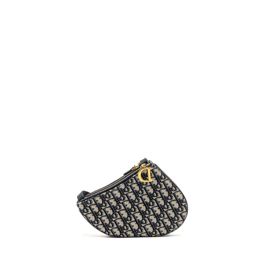 Luxury Dior Saddle Trio Pouch With Strap Oblique Canvas GHW