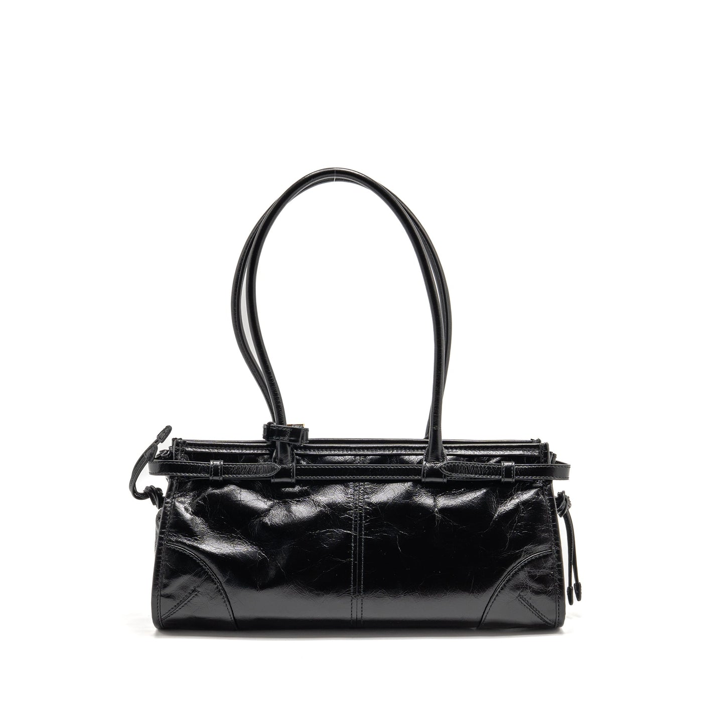 Prada Bonnie Medium Leather Handbag Calfskin black GHW