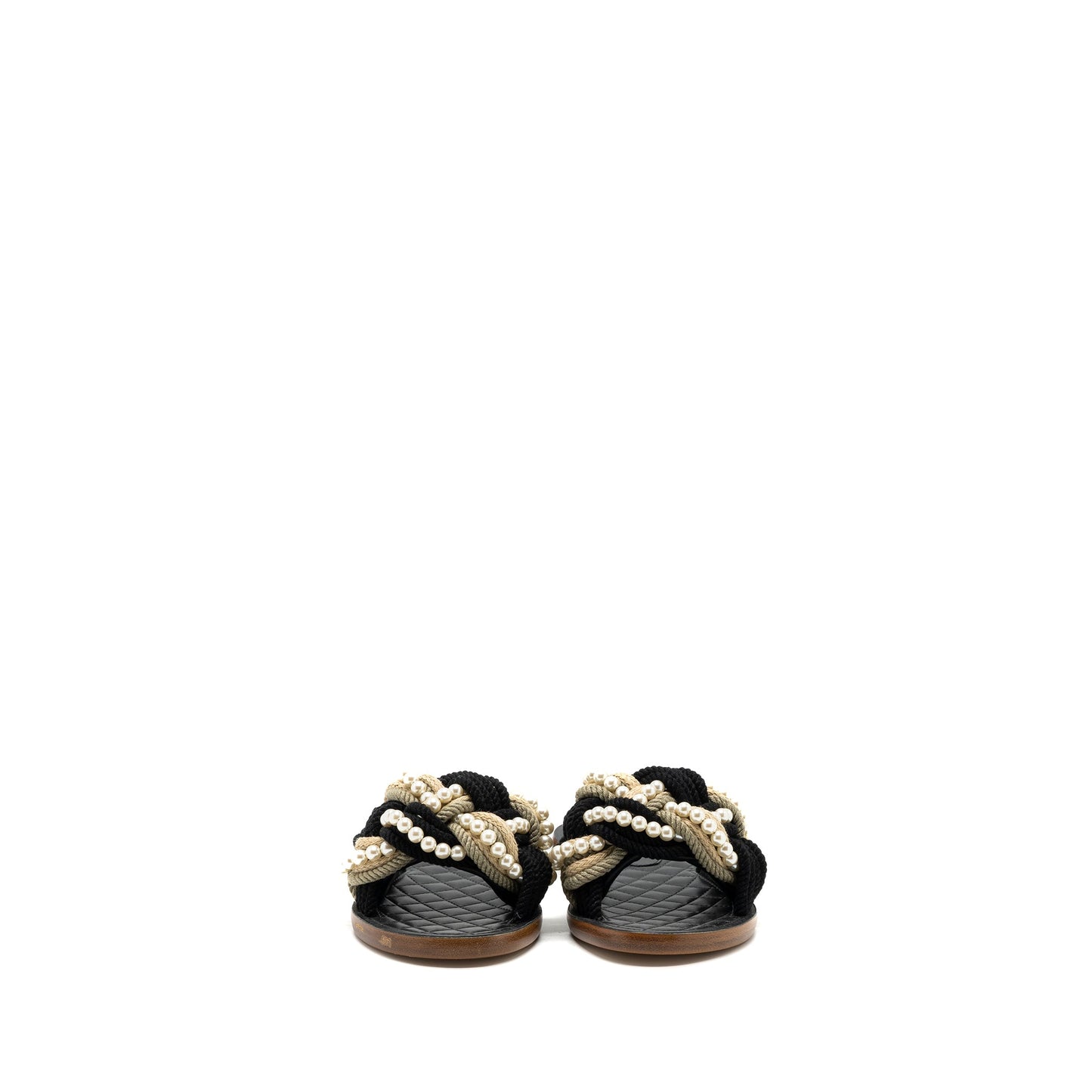 Chanel Size 37 Mules Cord/Lambskin Black