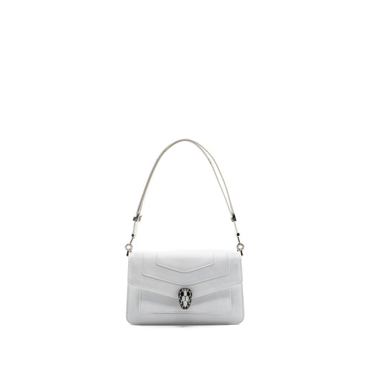 Bvlgari Serpenti Forever East-west Shoulder Bag Calfskin White SHW