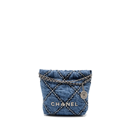 Chanel Mini 22 Denim Light Blue SHW (microchip)