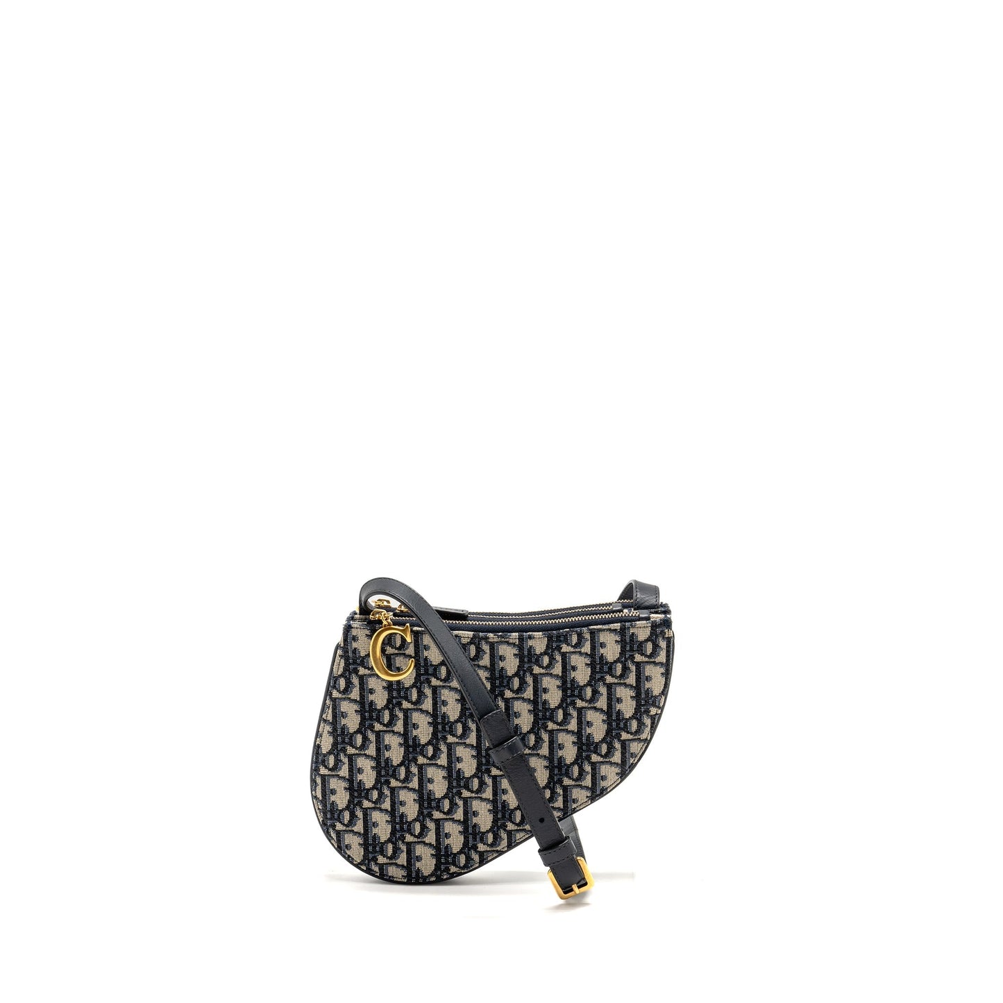 Luxury Dior Saddle Trio Pouch With Strap Oblique Canvas GHW