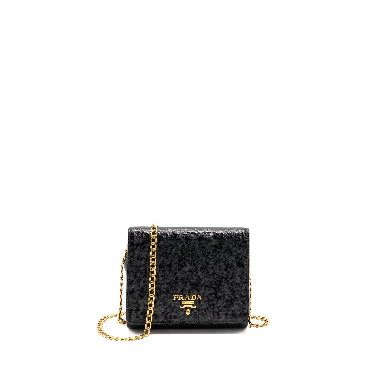 Prada Saffiano Chain Bag Calfskin Black GHW
