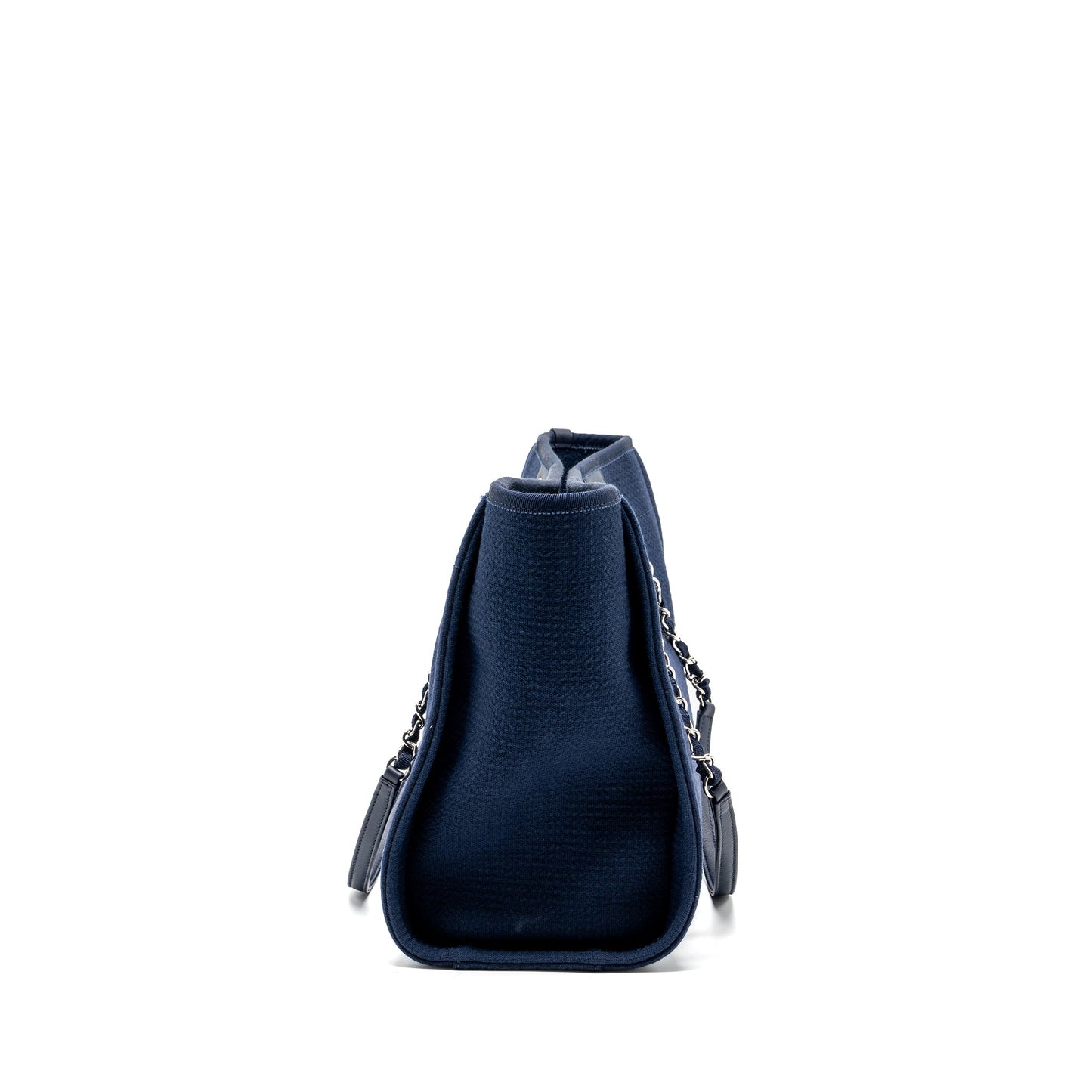 Chanel Deauville Tote Bag Canvas Navy SHW (microchip)