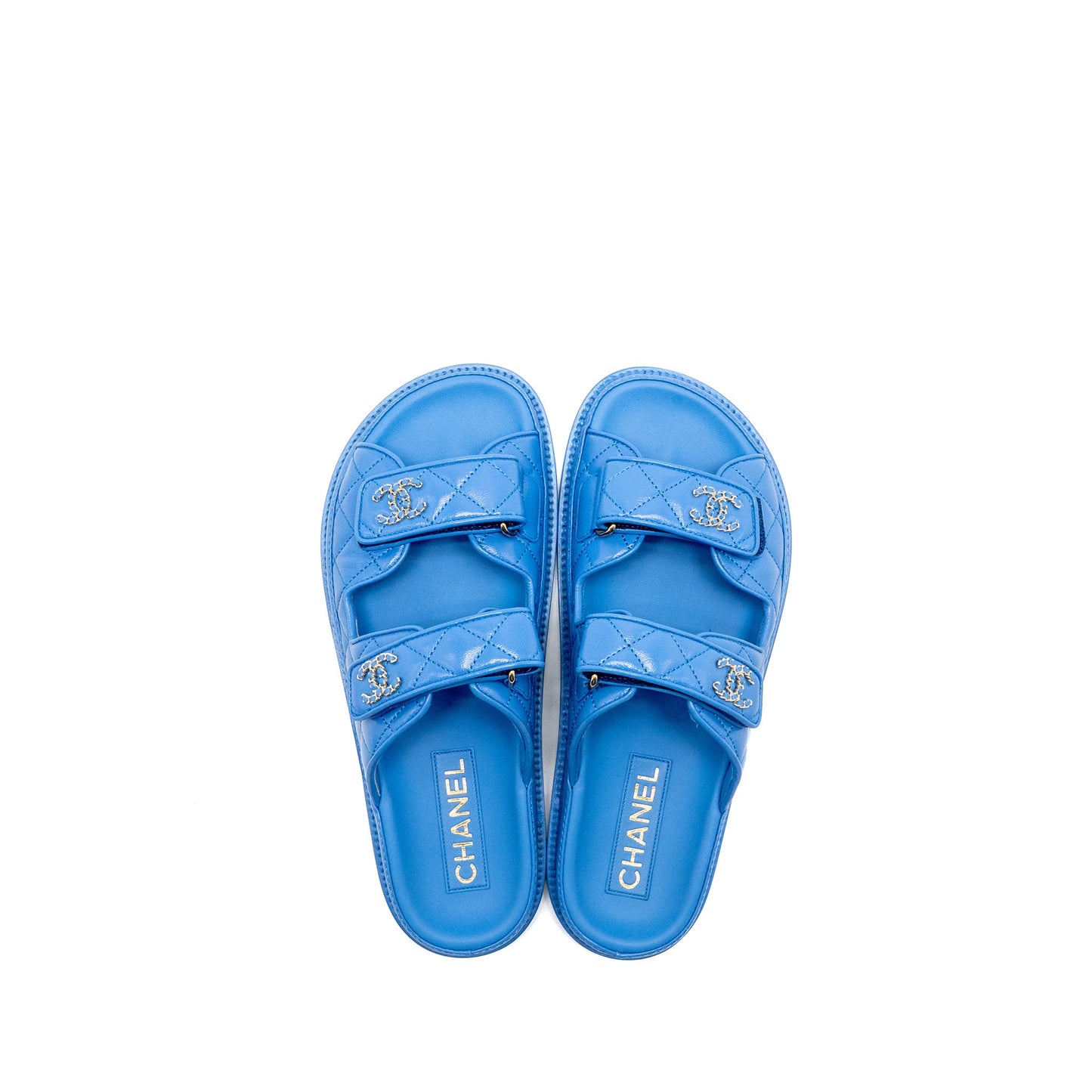 Chanel Size 37.5 24P Mules Lambskin Blue GHW