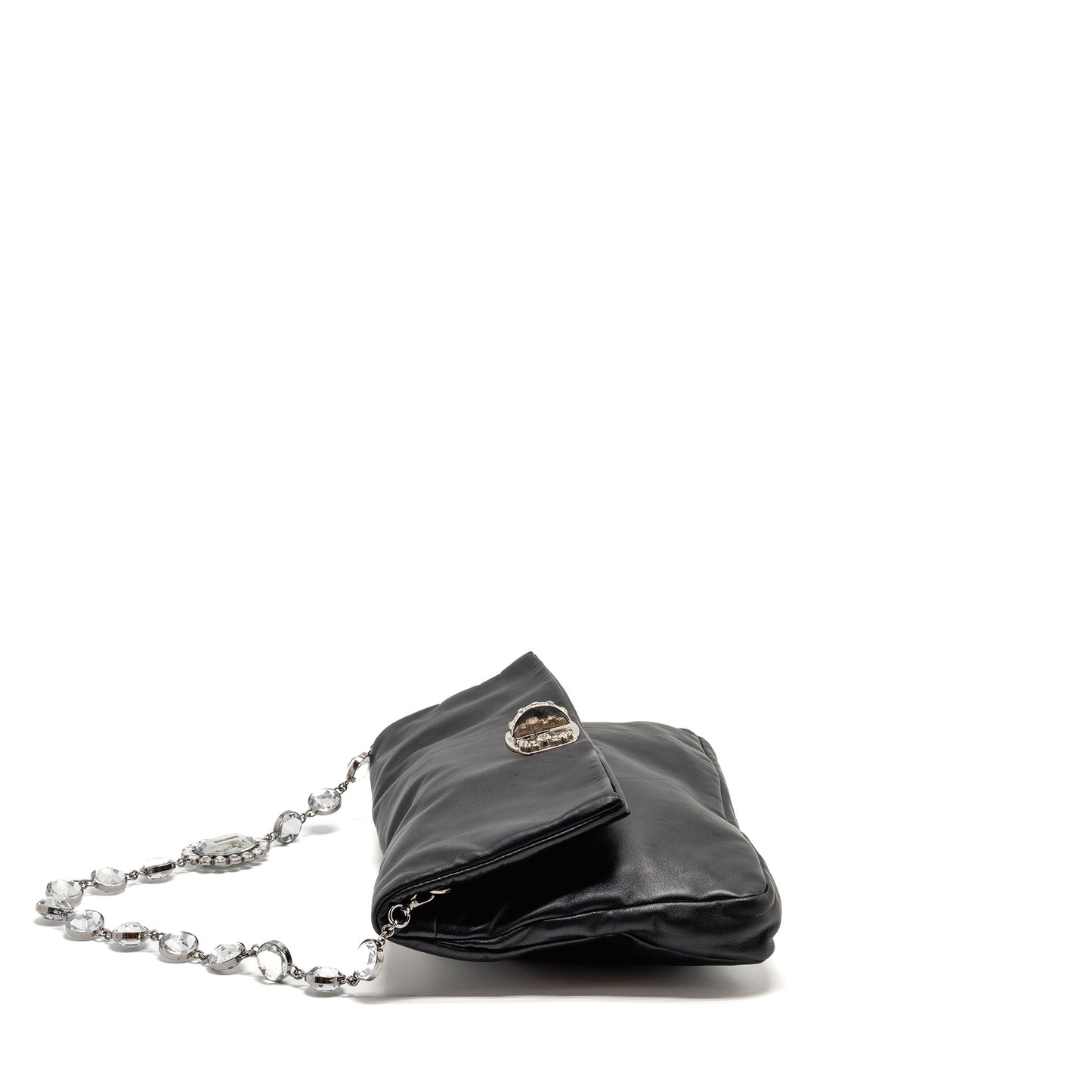 Miu miu large flap shoulder bag lambskin black SHW