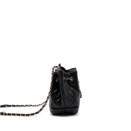 Chanel Drawstring Bucket Bag Calfskin Black LGHW