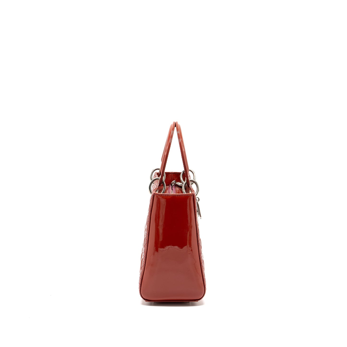dior medium lady dior patent dark pink SHW