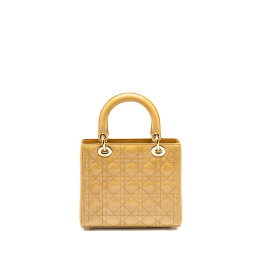 DIOR Medium Lady Dior Patent Beige GHW