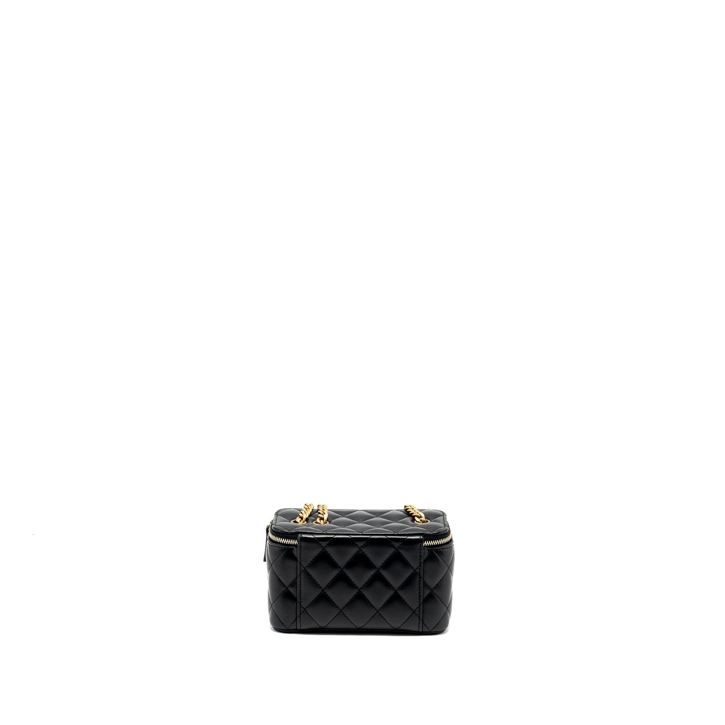 Chanel 22K Gold Pillar long vanity with adjustable chain lambskin black GHW (microchip)