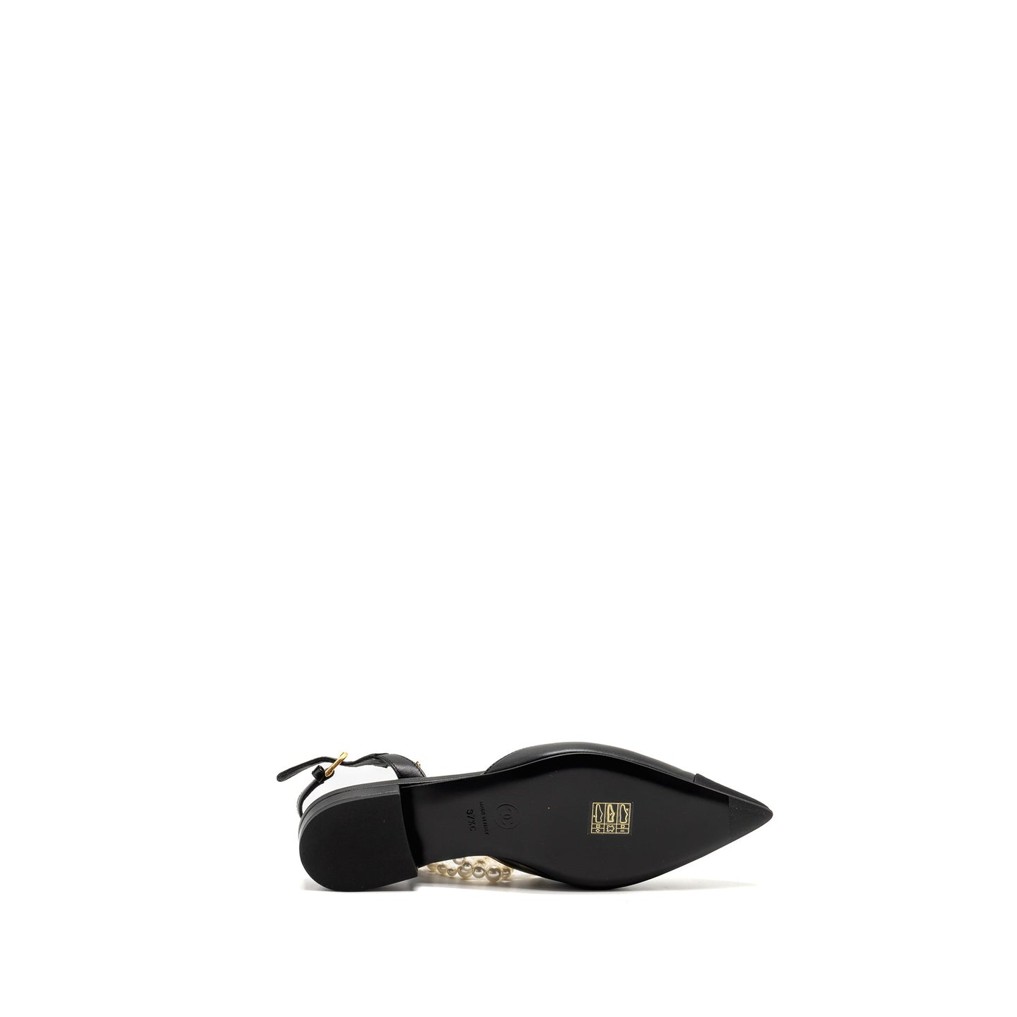 Chanel 22A Size 37.5 Slingback Mules with Pearls Lambskin Black LGHW