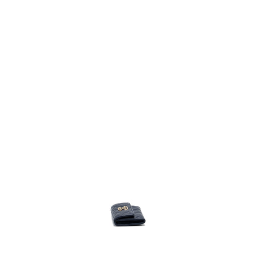 Chanel detailed giant logo Card holder caviar dark blue LGHW