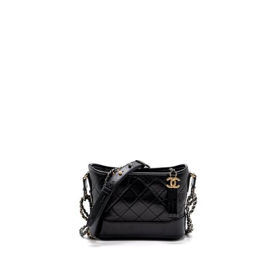 Chanel Small Gabrielle Hobo Bag Aged Calfskin Black multicolour Hardware