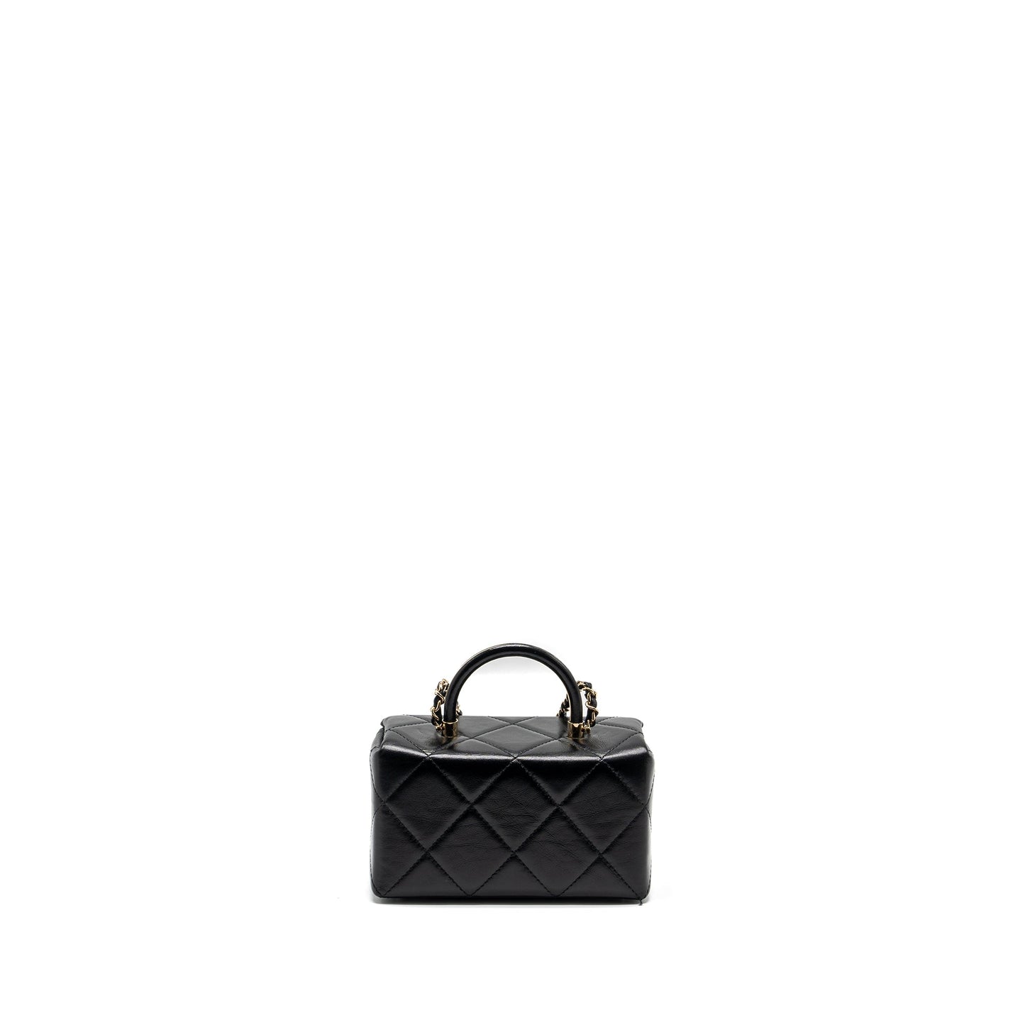 Chanel 23k top handle vanity bag shiny calfskin black GHW (microchip)