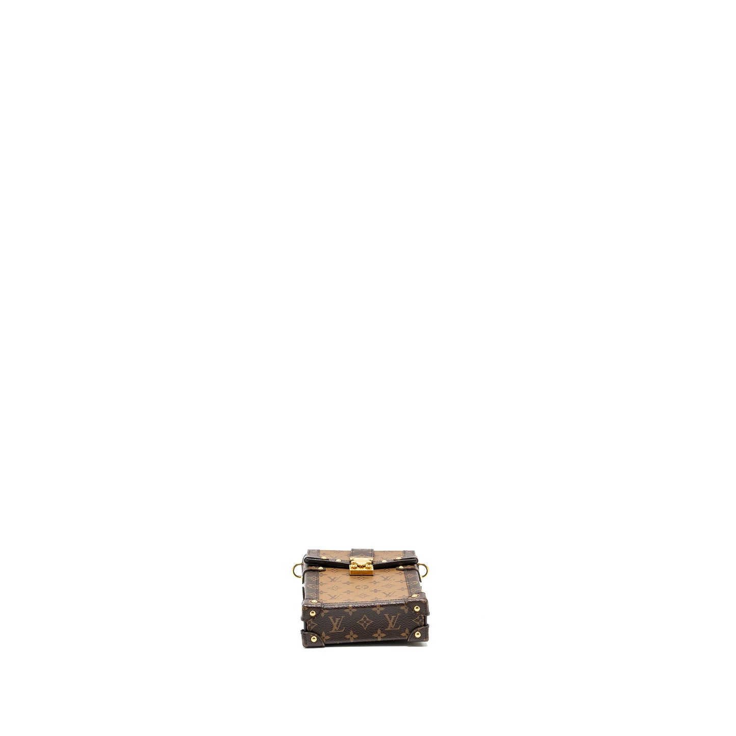 Louis Vuitton vertical trunk pochette with chain monogram reverse canvas GHW