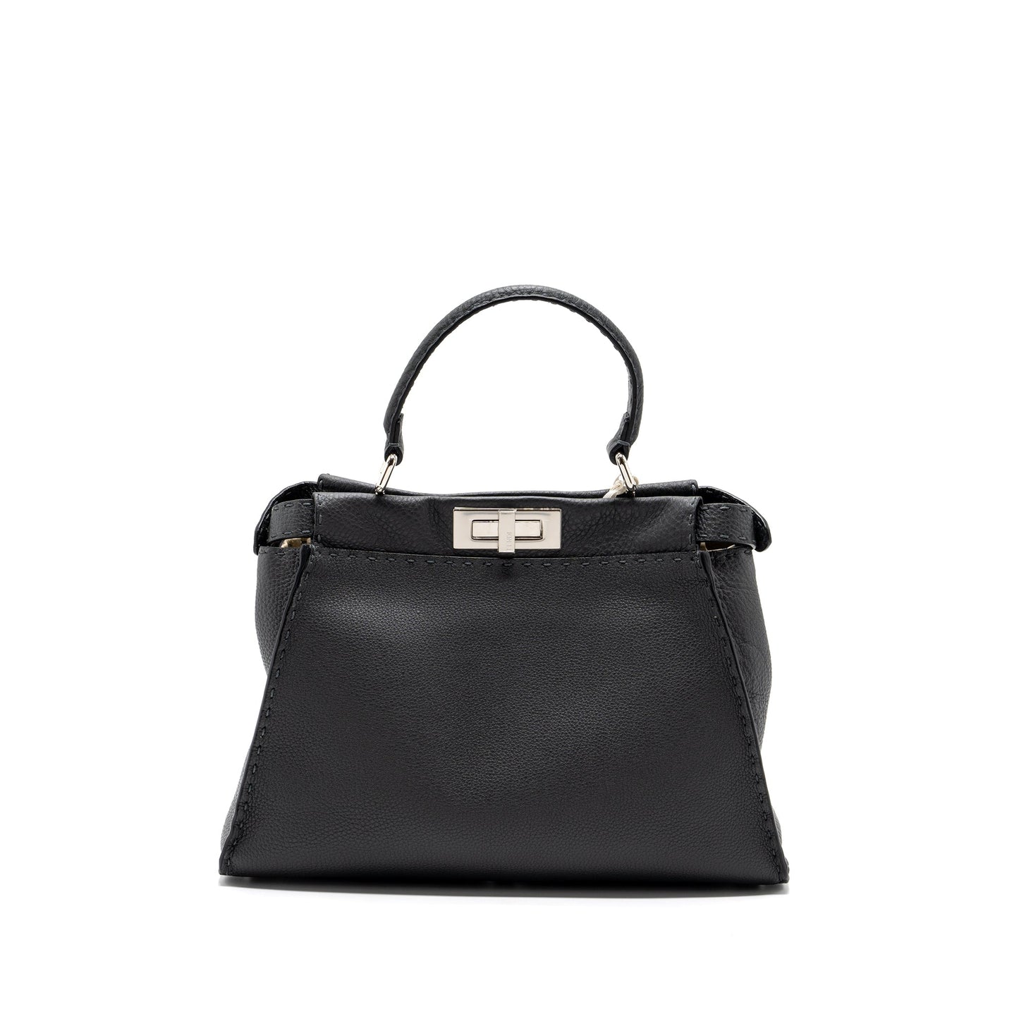 Fendi Medium Peekaboo Bag Selleria Leather Black SHW