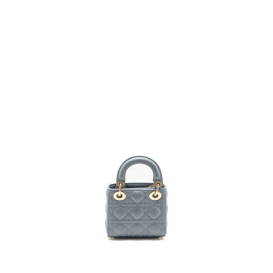 Luxury Dior Micro Lady Luxury Dior Lambskin Grey LGHW