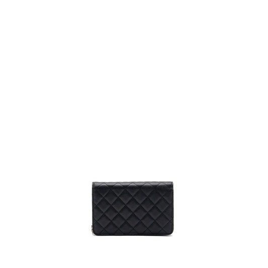 Chanel Detailed Logo Wallet On Chain Black Caviar LGHW (microchip)