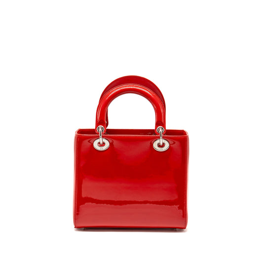 Dior Medium Lady dior patent red SHW