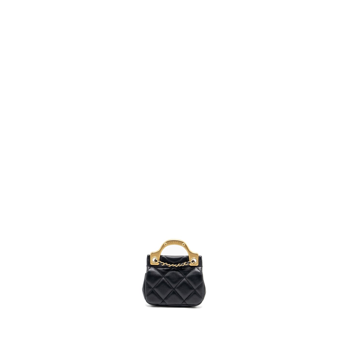 Chanel top handle mini flap bag with chain Calfskin black GHW