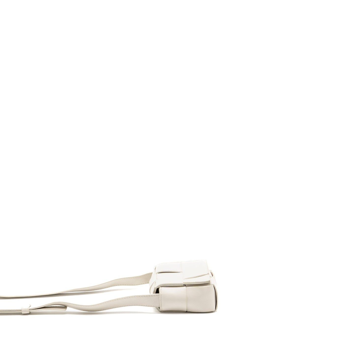 Bottega Veneta Intreccio Cassette Mini Bag Lambskin White