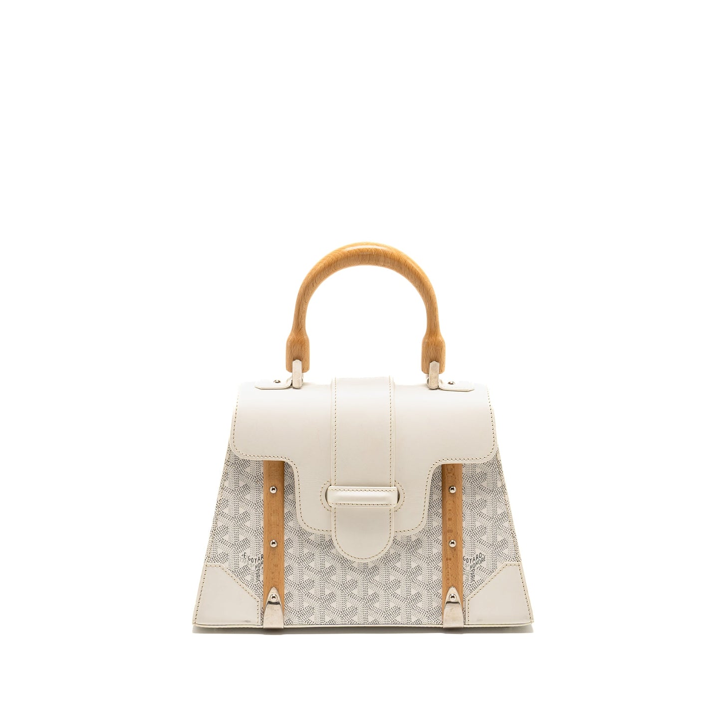 Goyard structured Saigon PM calfskin / canvas white SHW