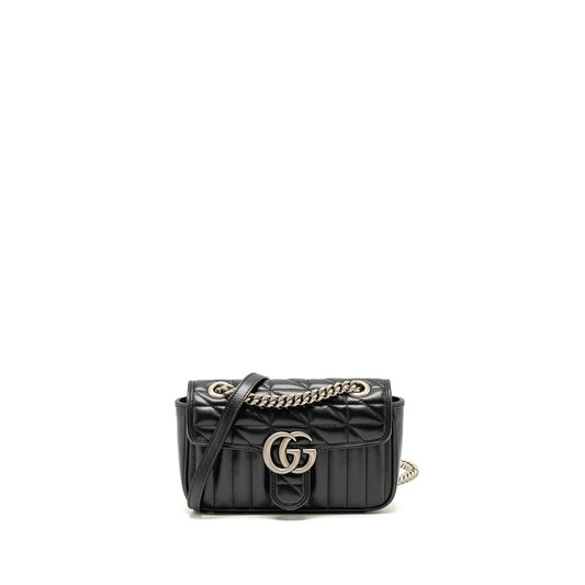 Gucci Small GG Marmont Shoulder Bag Calfskin Black SHW