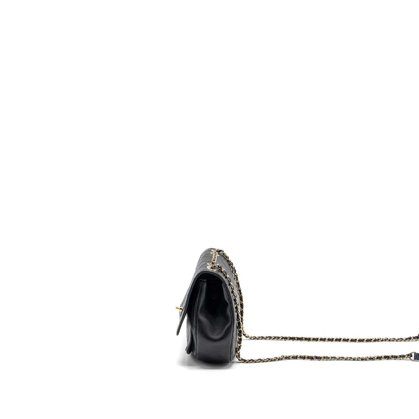 Chanel half moon quilted flap bag Grained Calfskin black GHW