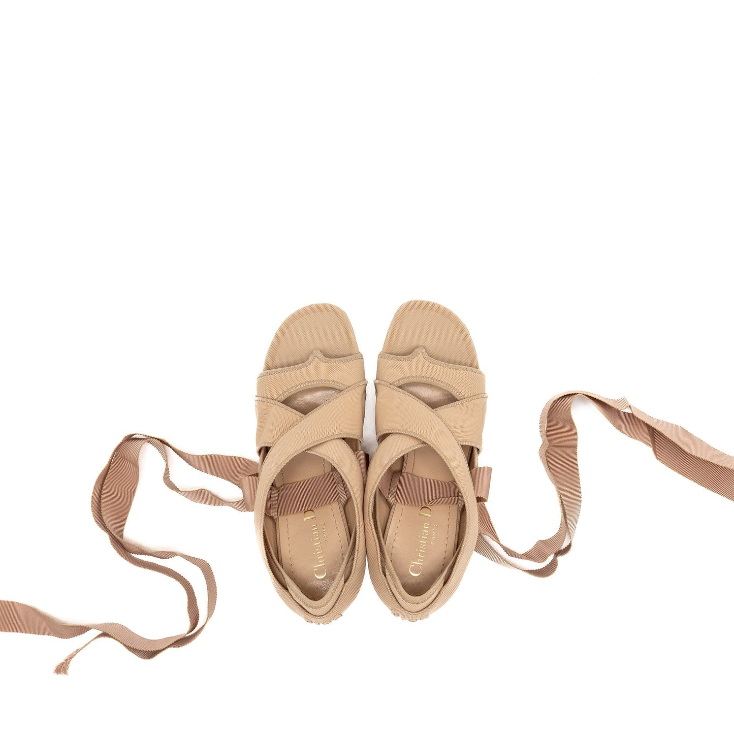 Luxury Dior Size 37 Lace Up Etoile Sandals Beige
