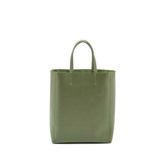 Luxury CELINE vertical cabas tote bag grained calfskin green