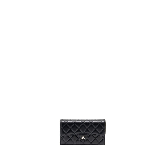 Chanel Classic Compact Long Wallet Lambskin black SHW