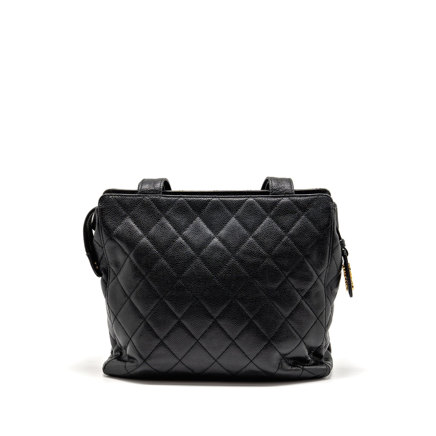 Chanel Quiltede zip shoulder bag caviar black GHW