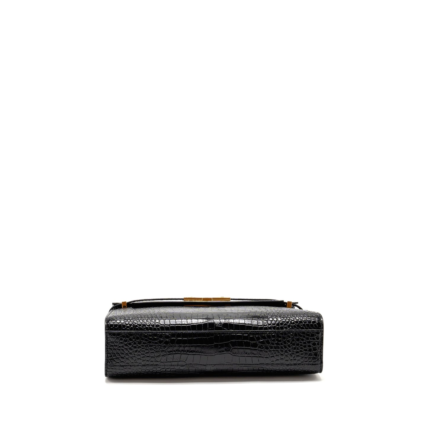 Saint Laurent medium Manhattan bag croc embossed calfskin black GHW