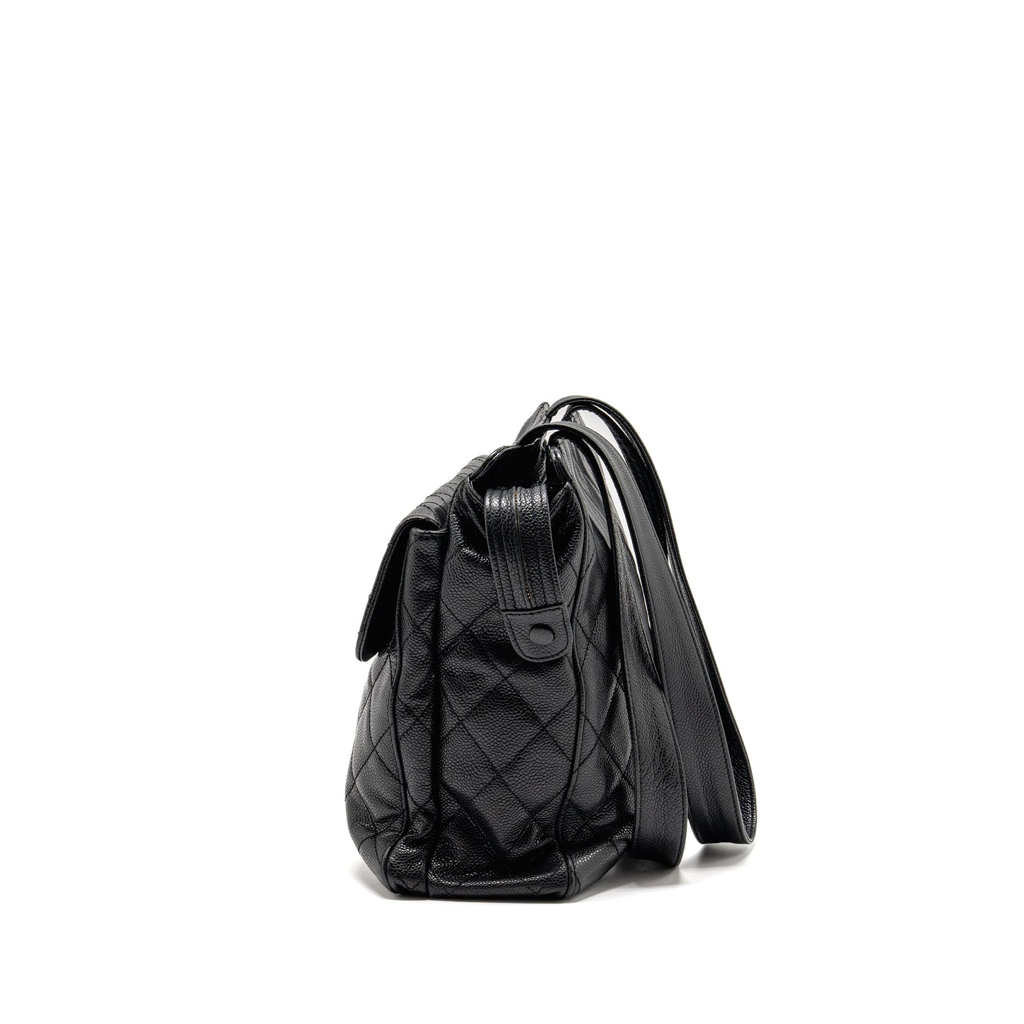 Chanel Quiltede zip shoulder bag caviar black GHW
